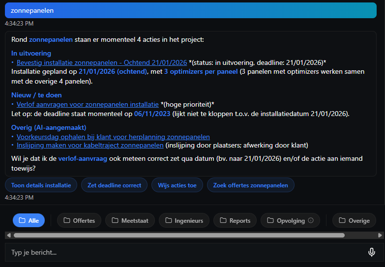 SiteWhiz AI chatbot doorzoekt bouwdocumenten en geeft antwoorden met paginanummers