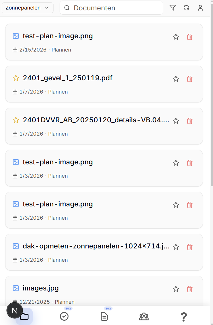 SiteWhiz documenten overzicht